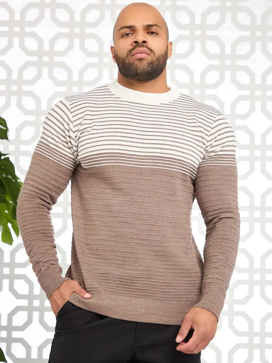 Джемпер вязаный тонкий шерсть в полоску