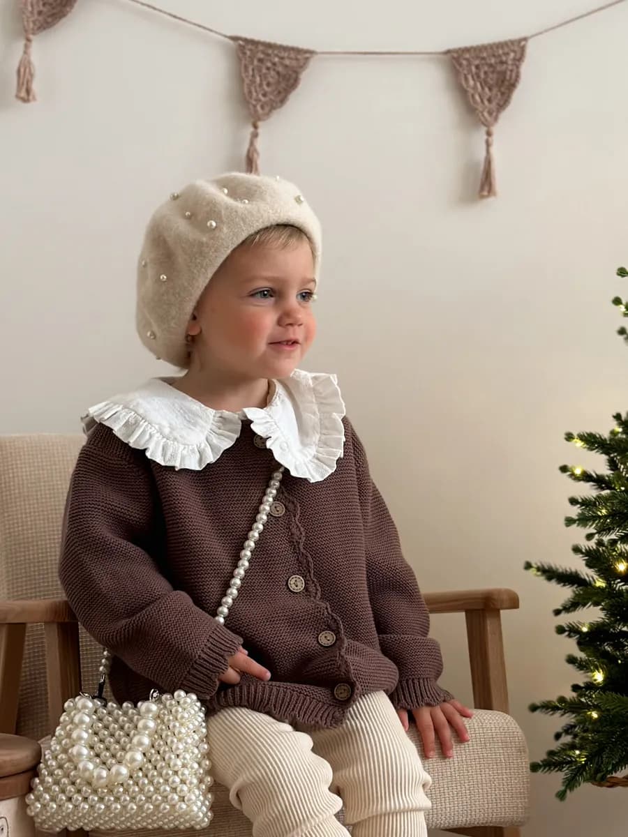 Хлопковая кофта кардиган на пуговках для девочки