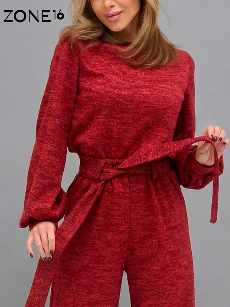 Костюм брючный трикотажный палаццо в офис