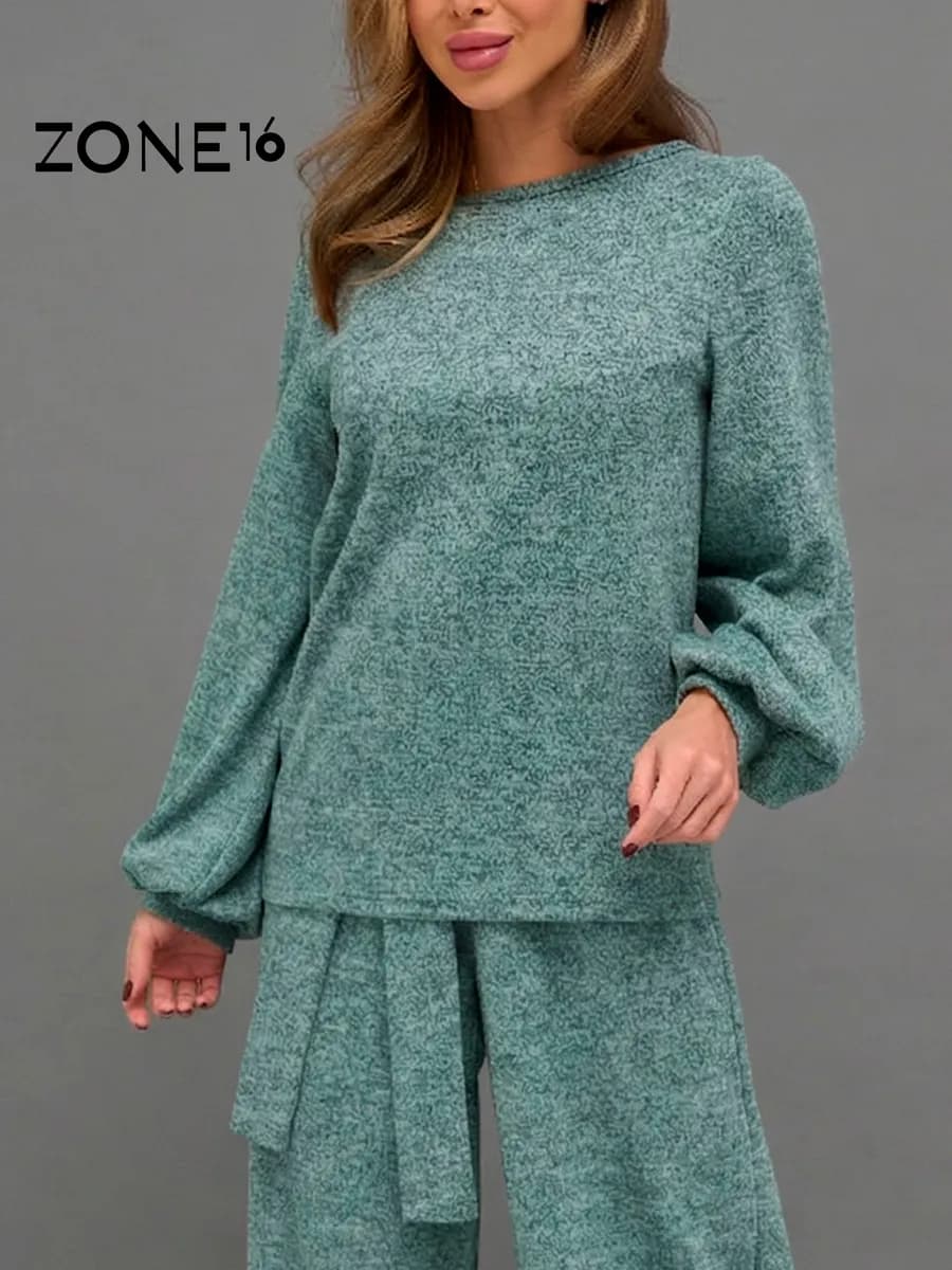 Костюм брючный трикотажный палаццо в офис