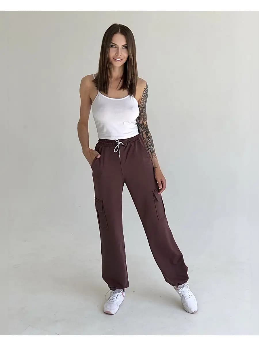 Брюки спортивные женские джоггеры на завязках на резинке