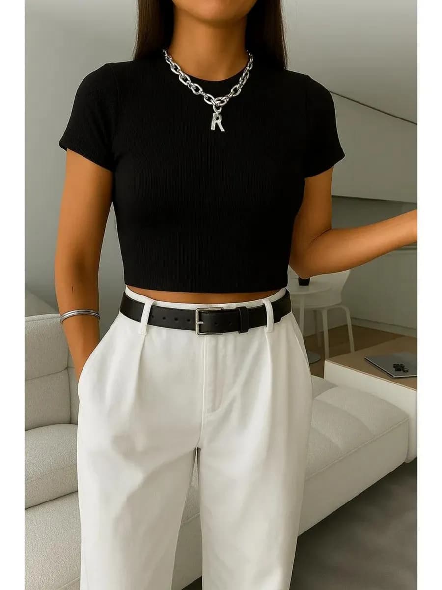 Футболка укороченная под пиджак