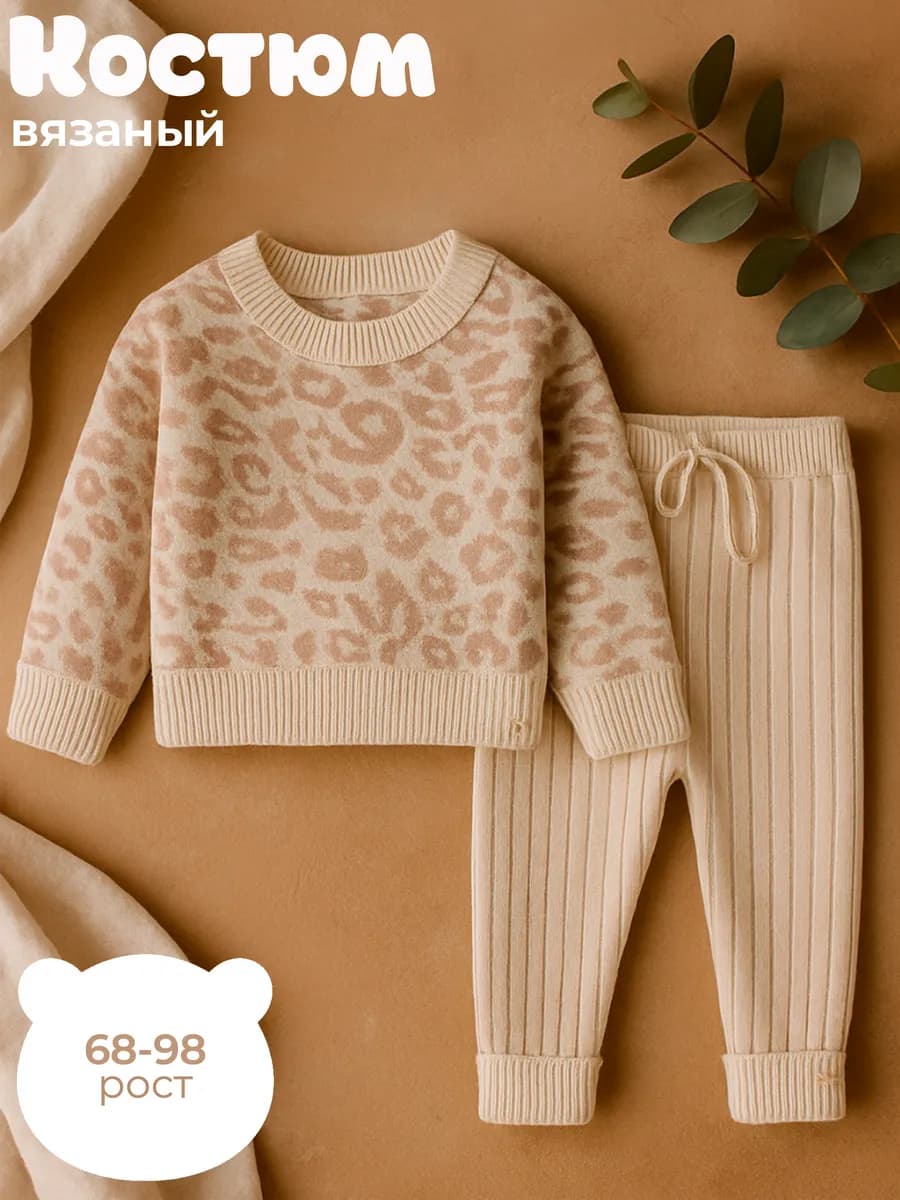 Костюм вязаный для новорожденных