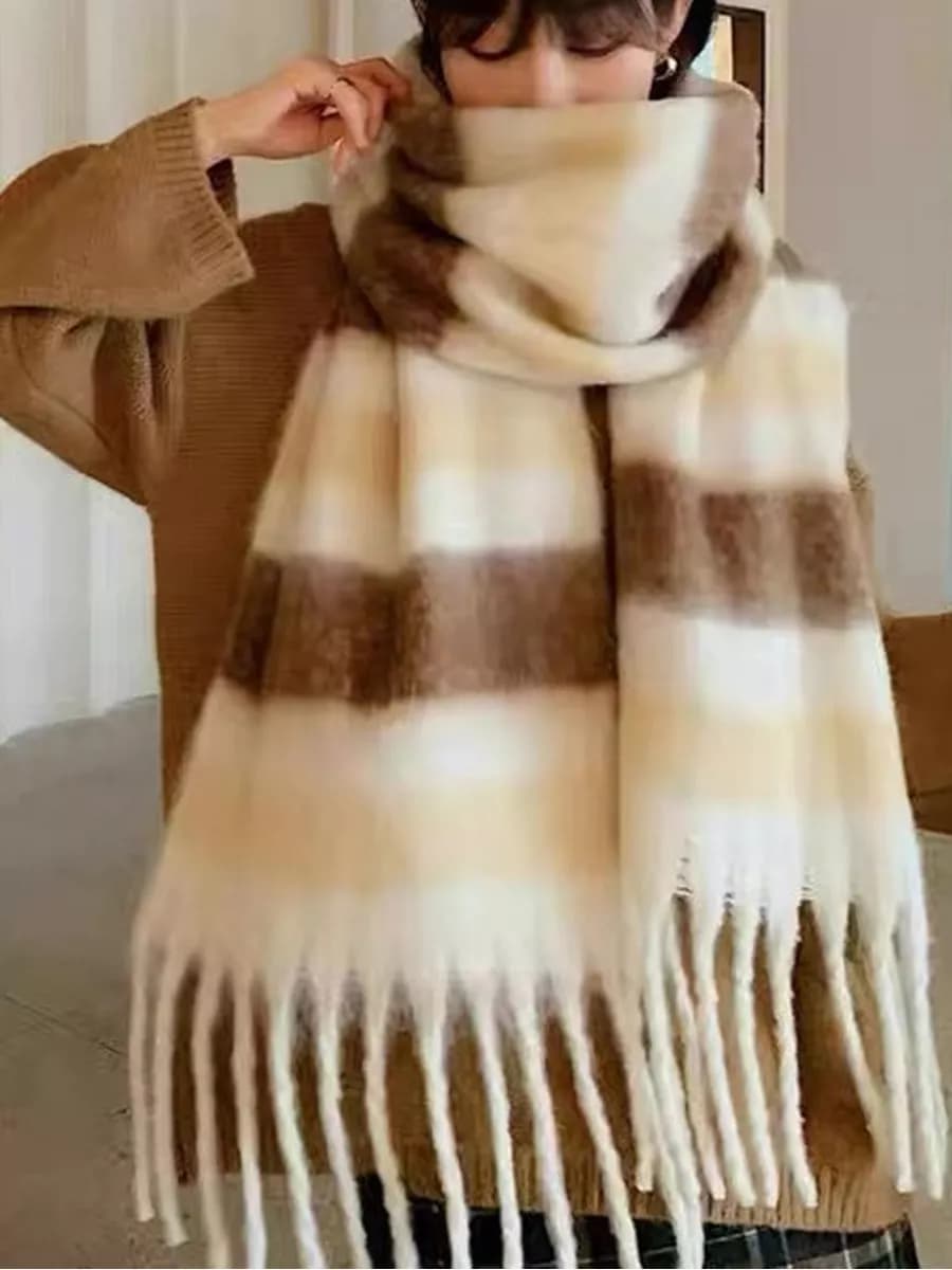 Шарф зимний теплый в полоску