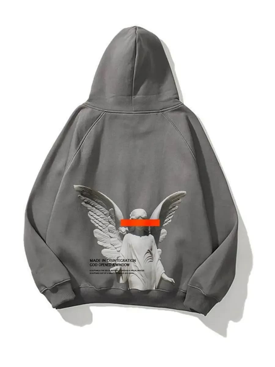 Худи оверсайз с принтом с капюшоном