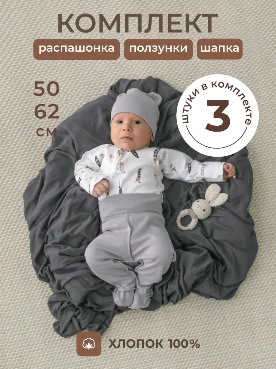 Комплект нательный для новорожденного 3 предмета