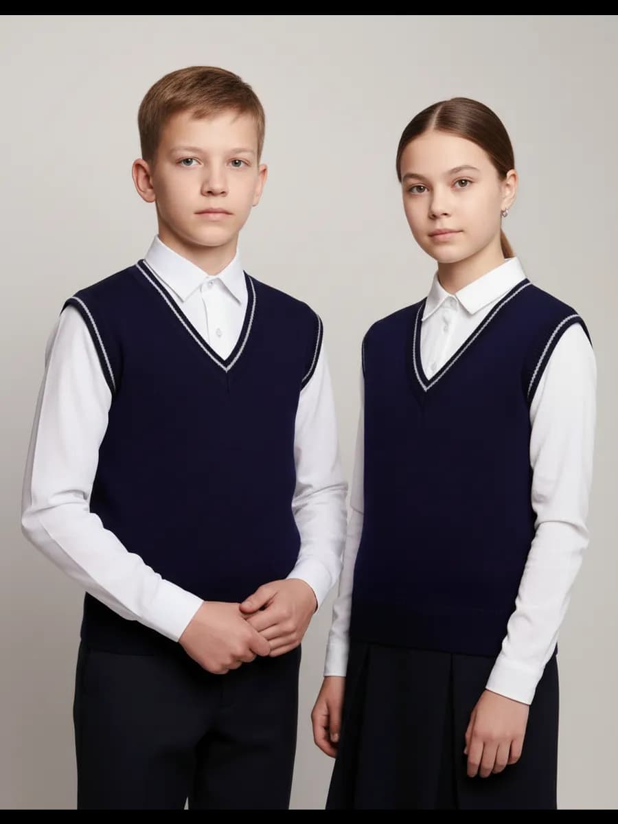 Жилет для девочки мальчика школьная синий жилетка школьный