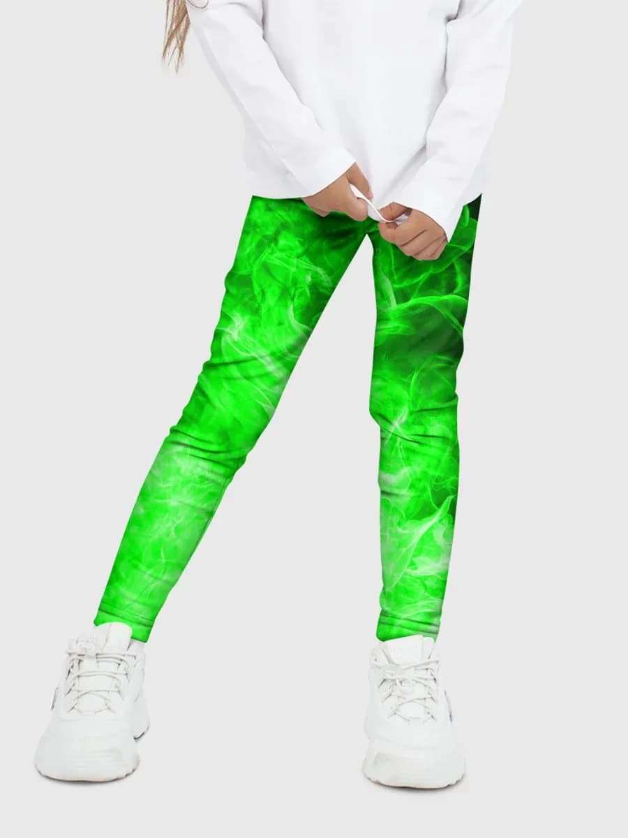 леггинсы с принтом огонь green neon