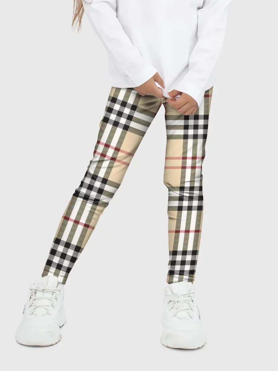 леггинсы с принтом клетчатый принт в стиле burberry