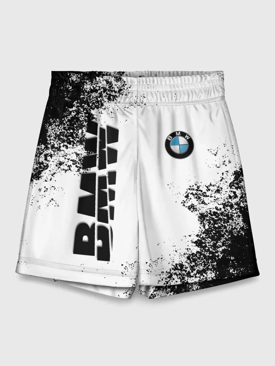 спортивные шорты с принтом bmw бмв разрезанное лого