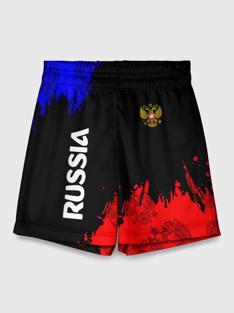 Спортивные шорты с принтом Russia патриот