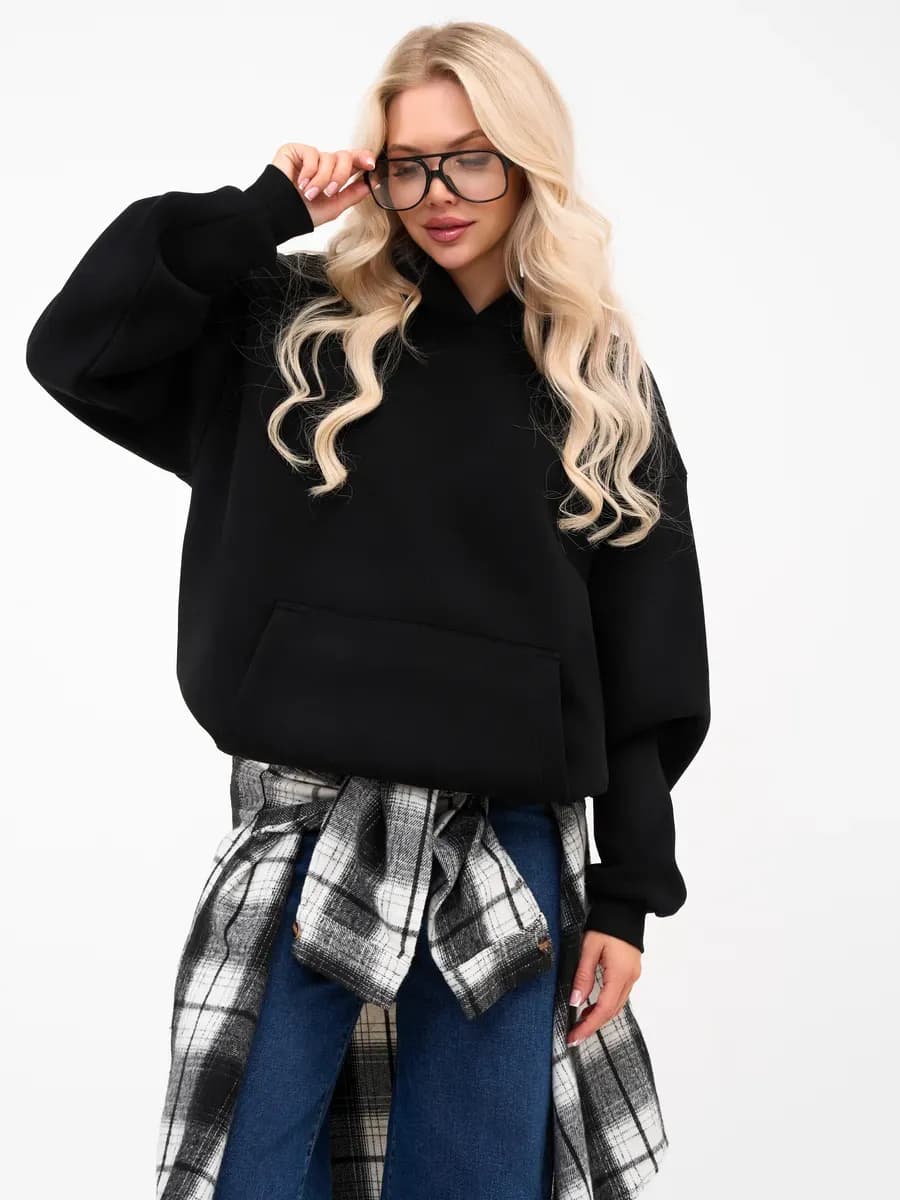 Худи оверсайз с капюшоном теплое с начесом