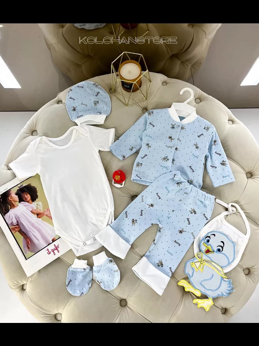 летний комплект одежды для новорожденного