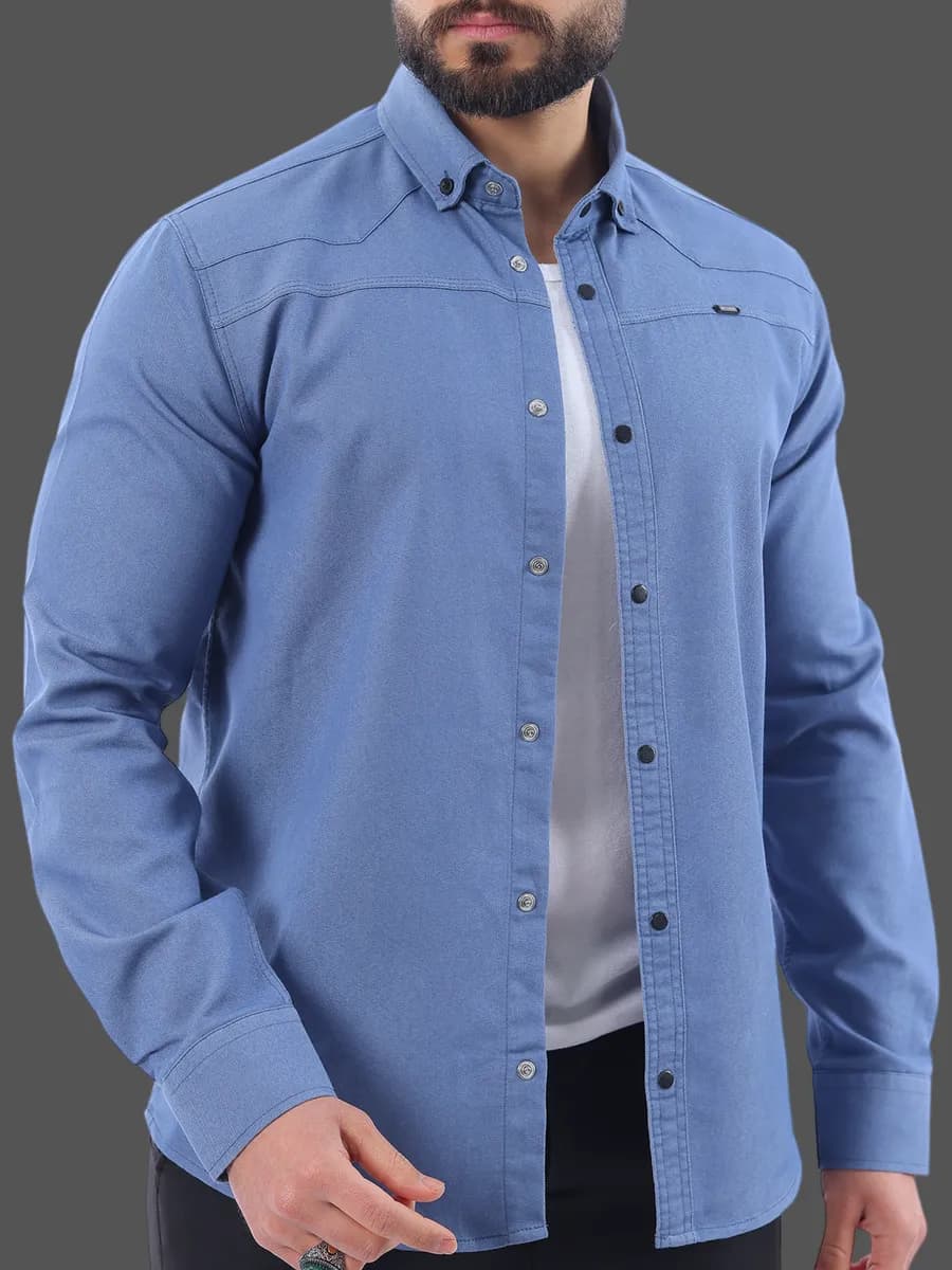 Рубашка стильная голубая