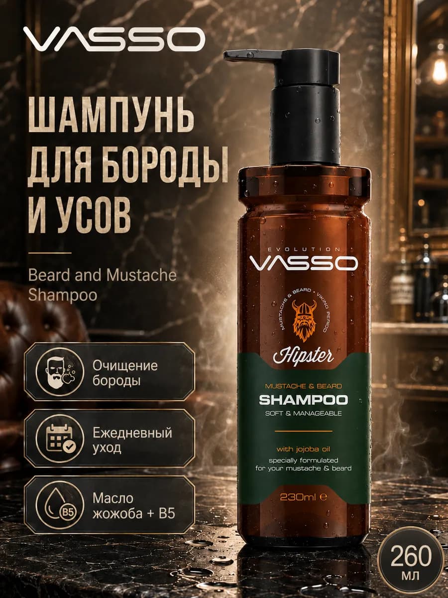 Шампунь для бороды BEARD AND MUSTACHE SHAMPOO