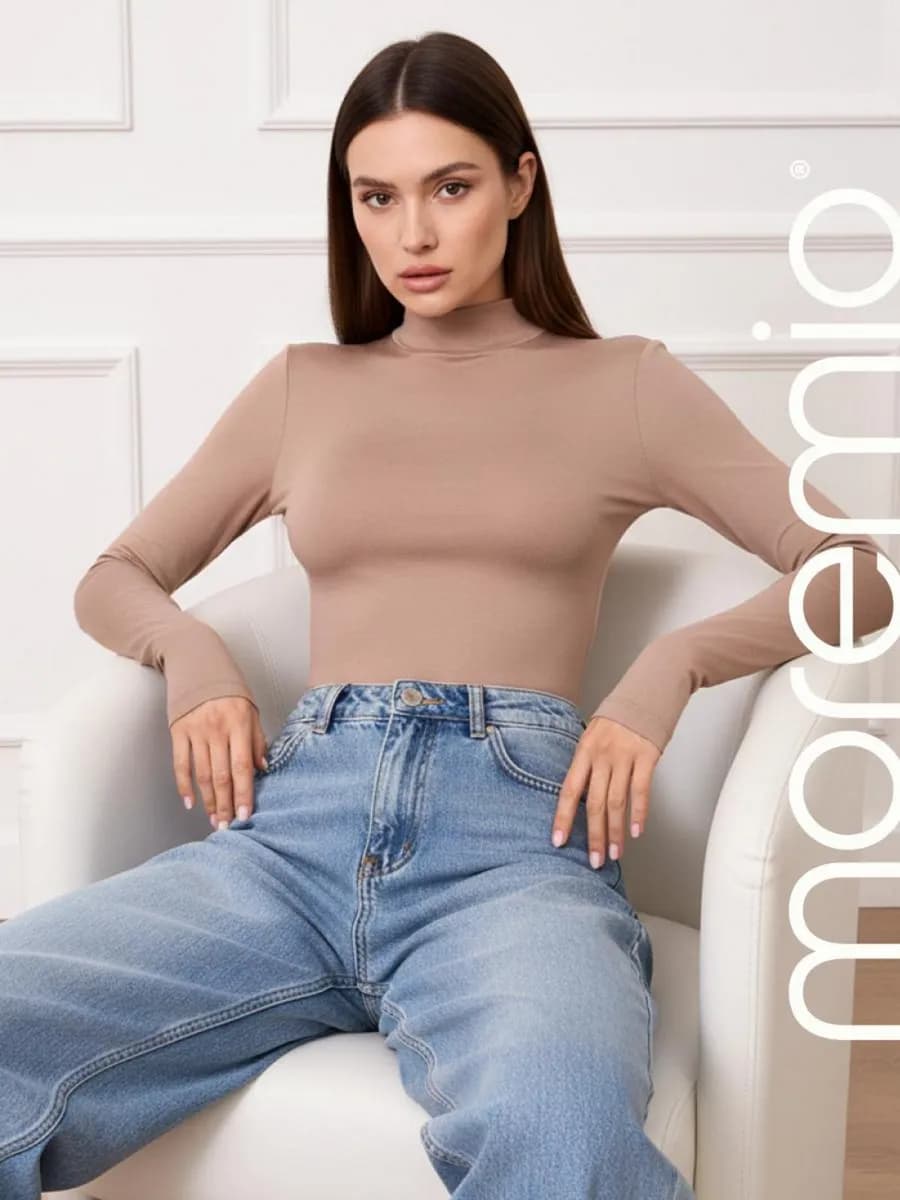 Боди водолазка с длинным рукавом