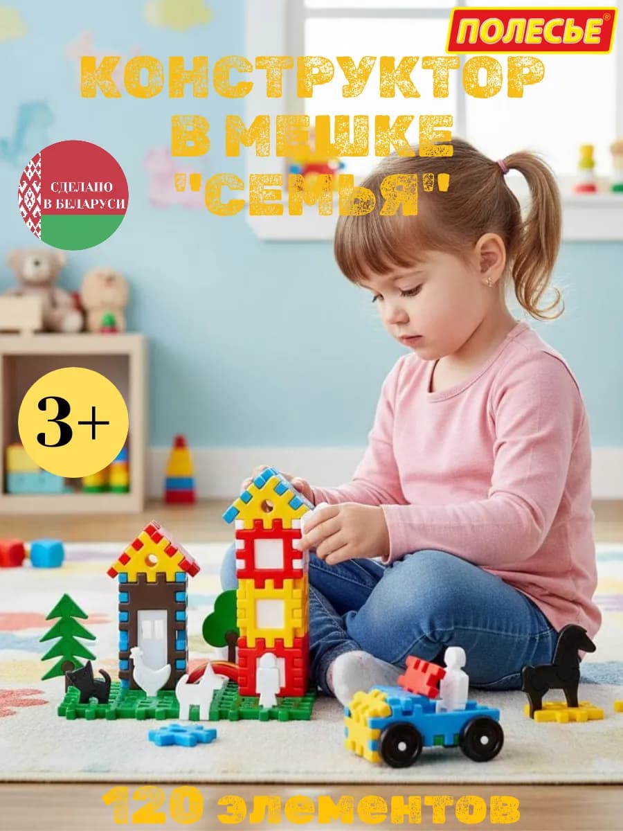 Конструктор детский развивающий "Семья" 120 деталей