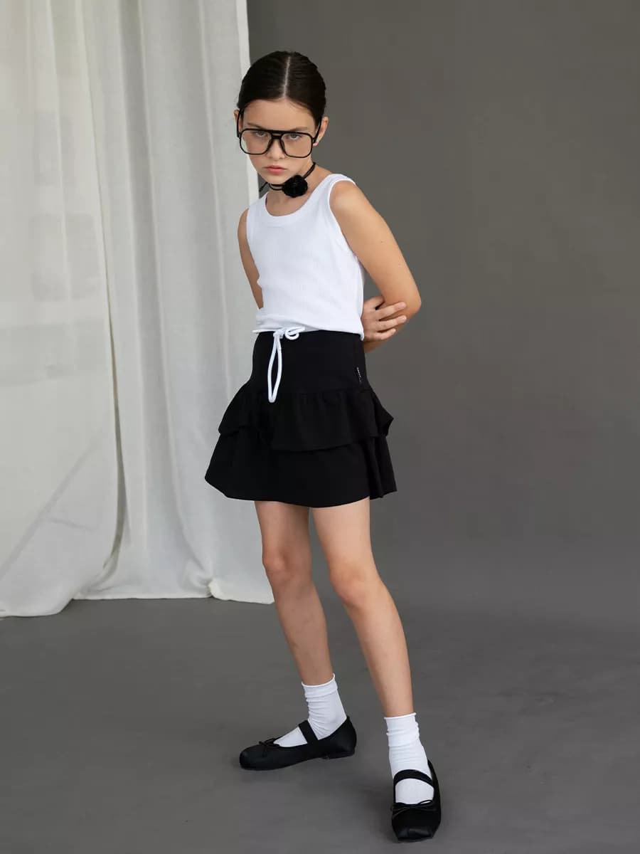 Нарядная юбка-шорты для девочки черная