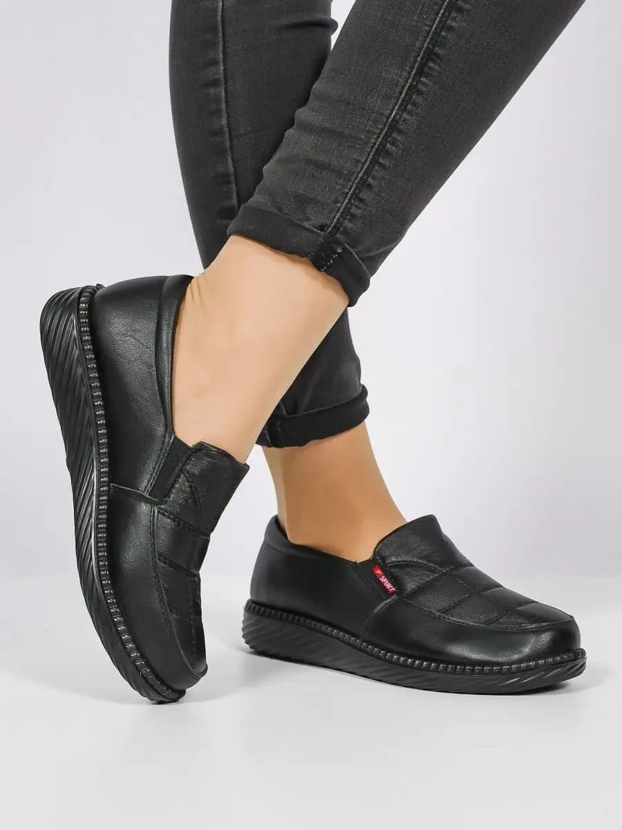 Туфли закрытые без каблука на платформе для проблемных ног