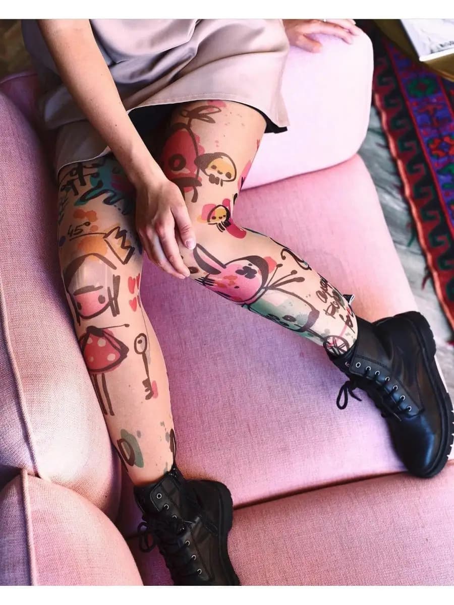 Колготки с рисунком тату 40 den 1шт
