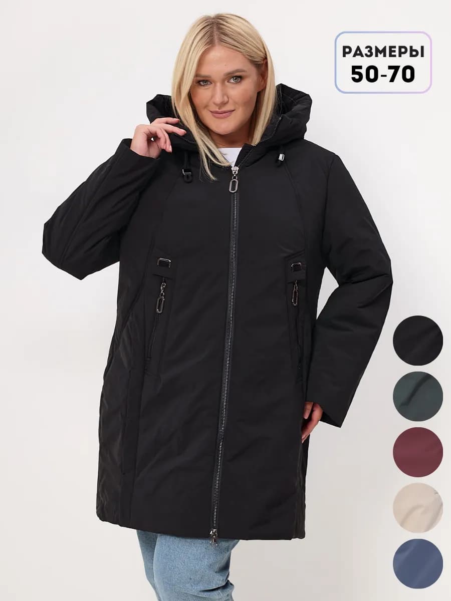 Куртка демисезонная больших размеров с капюшоном