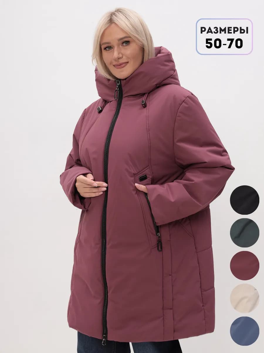 Куртка демисезонная больших размеров с капюшоном