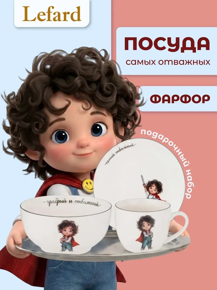 Набор посуды "Самый отважный" 3 предмета фарфор