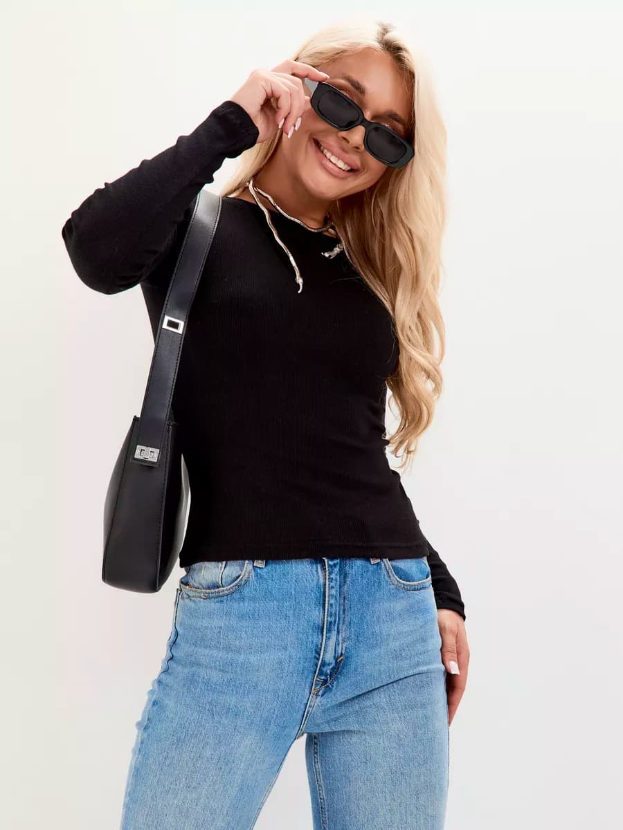 Лонгслив с длинным рукавом в рубчик - фото 1