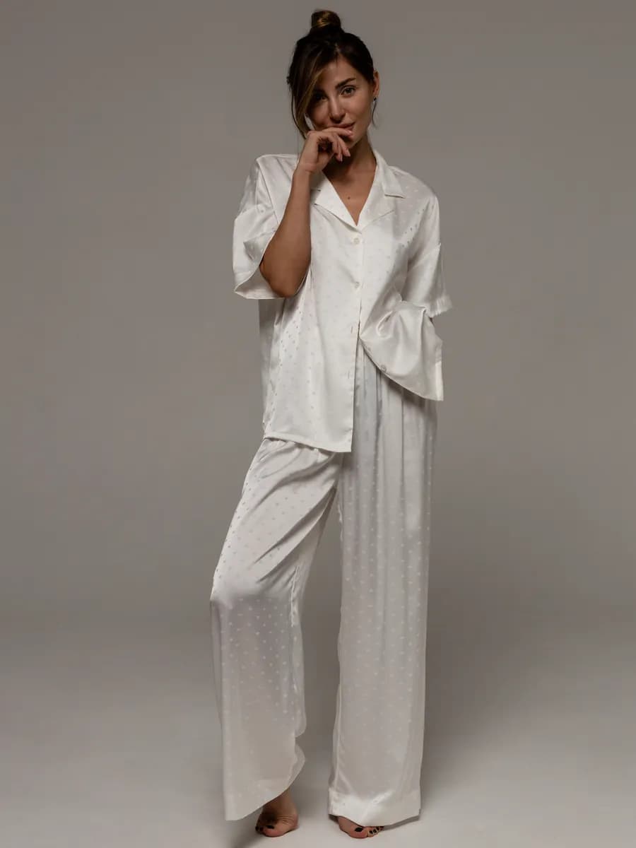 Пижама со штанами шелковая