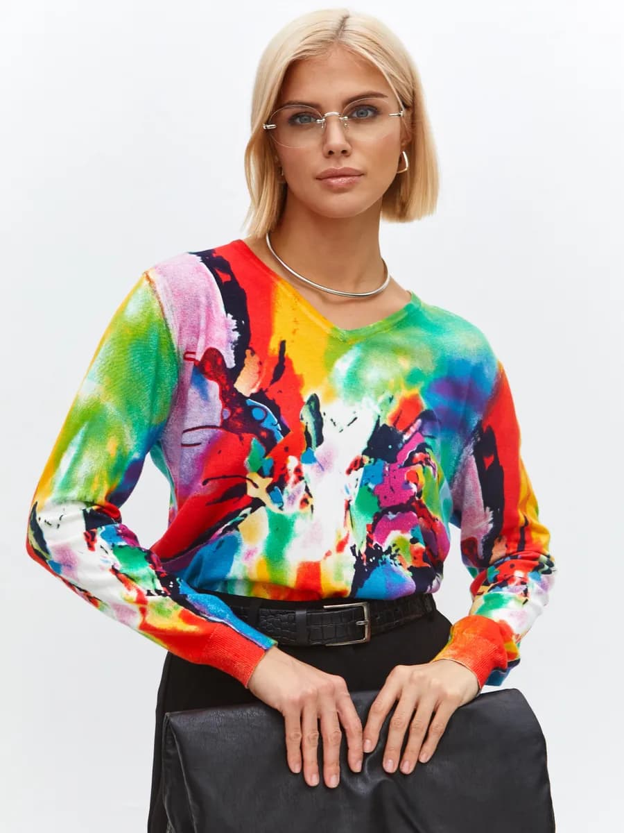 Джемпер c хлопком нарядный яркий