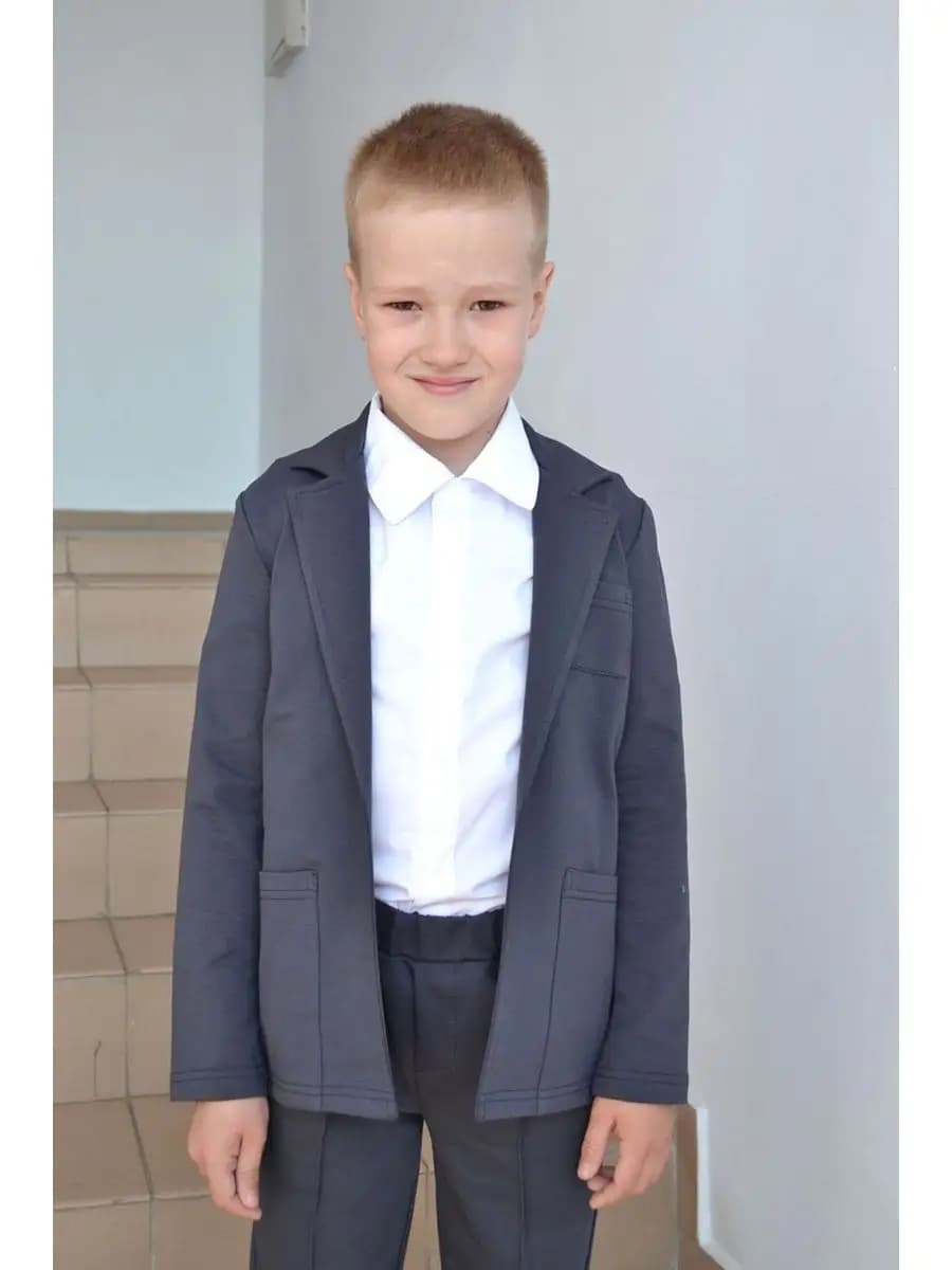 Пиджак трикотажный классический в школу на праздник