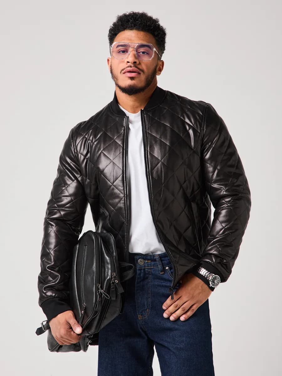 Куртка демисезонная кожаная бомбер