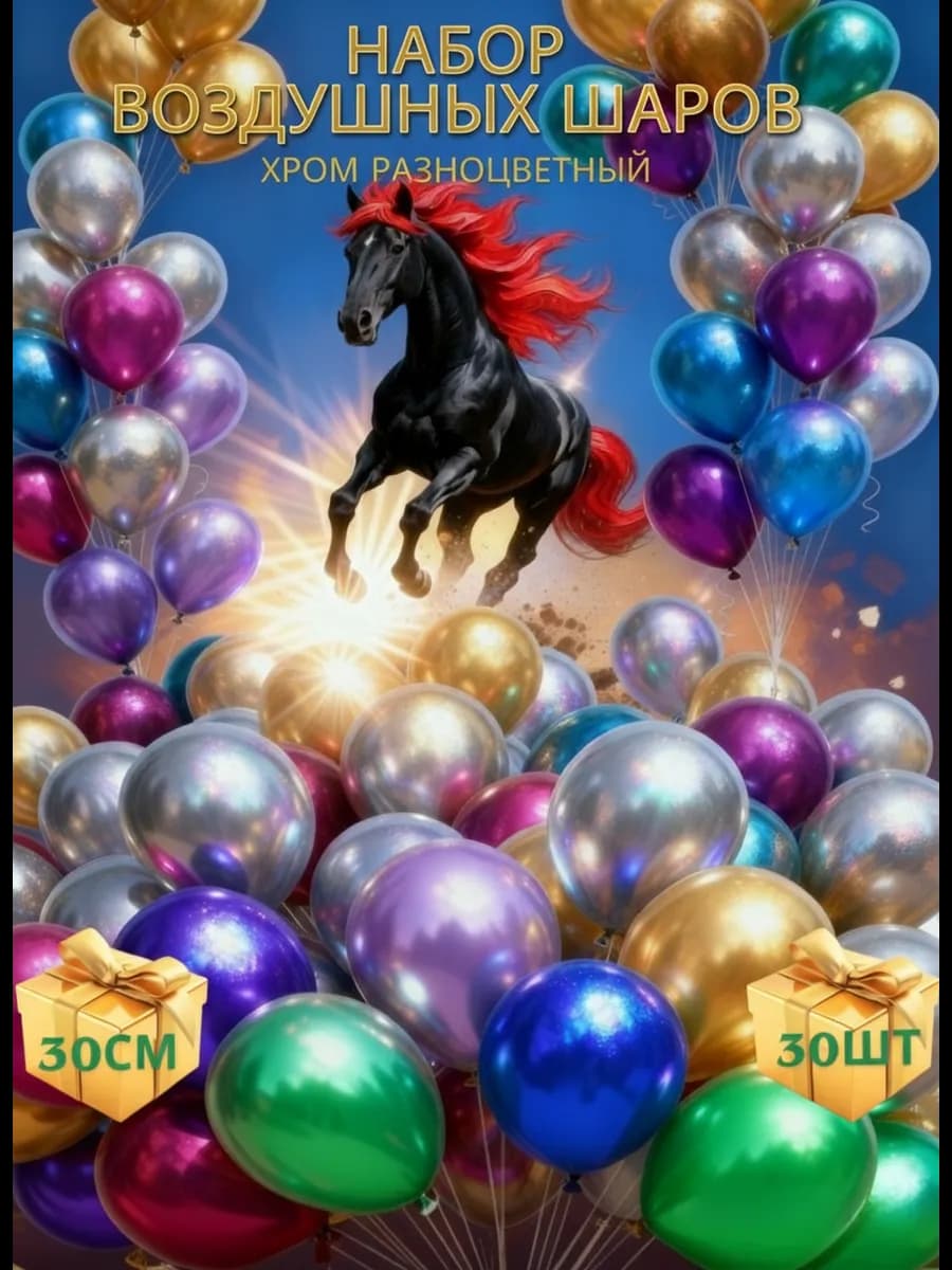 Шарики воздушные хром набор гелиевые на праздник Новый год