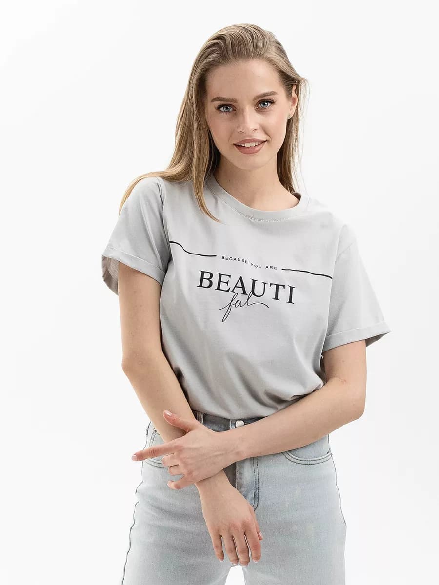 Футболка женская с принтом хлопок