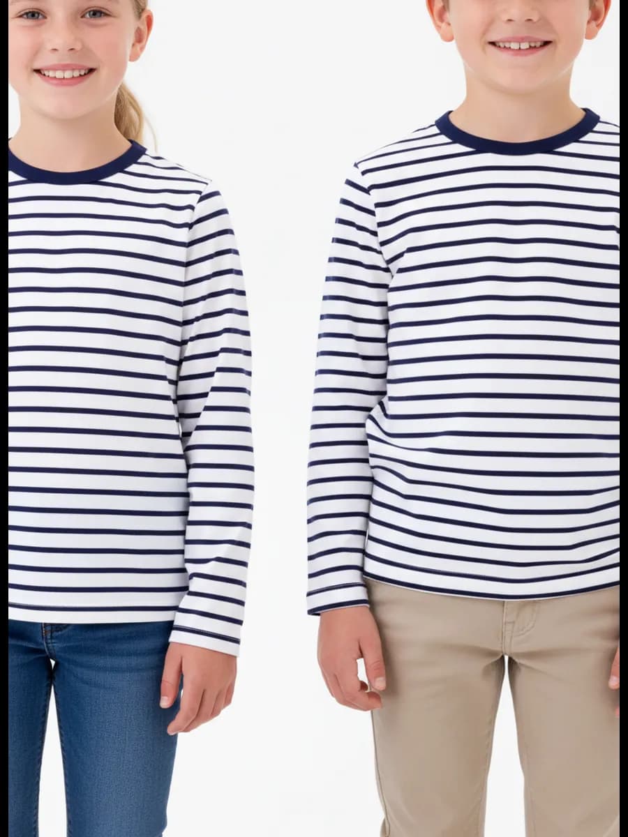 Лонгслив тельняшка белый в синюю полоску