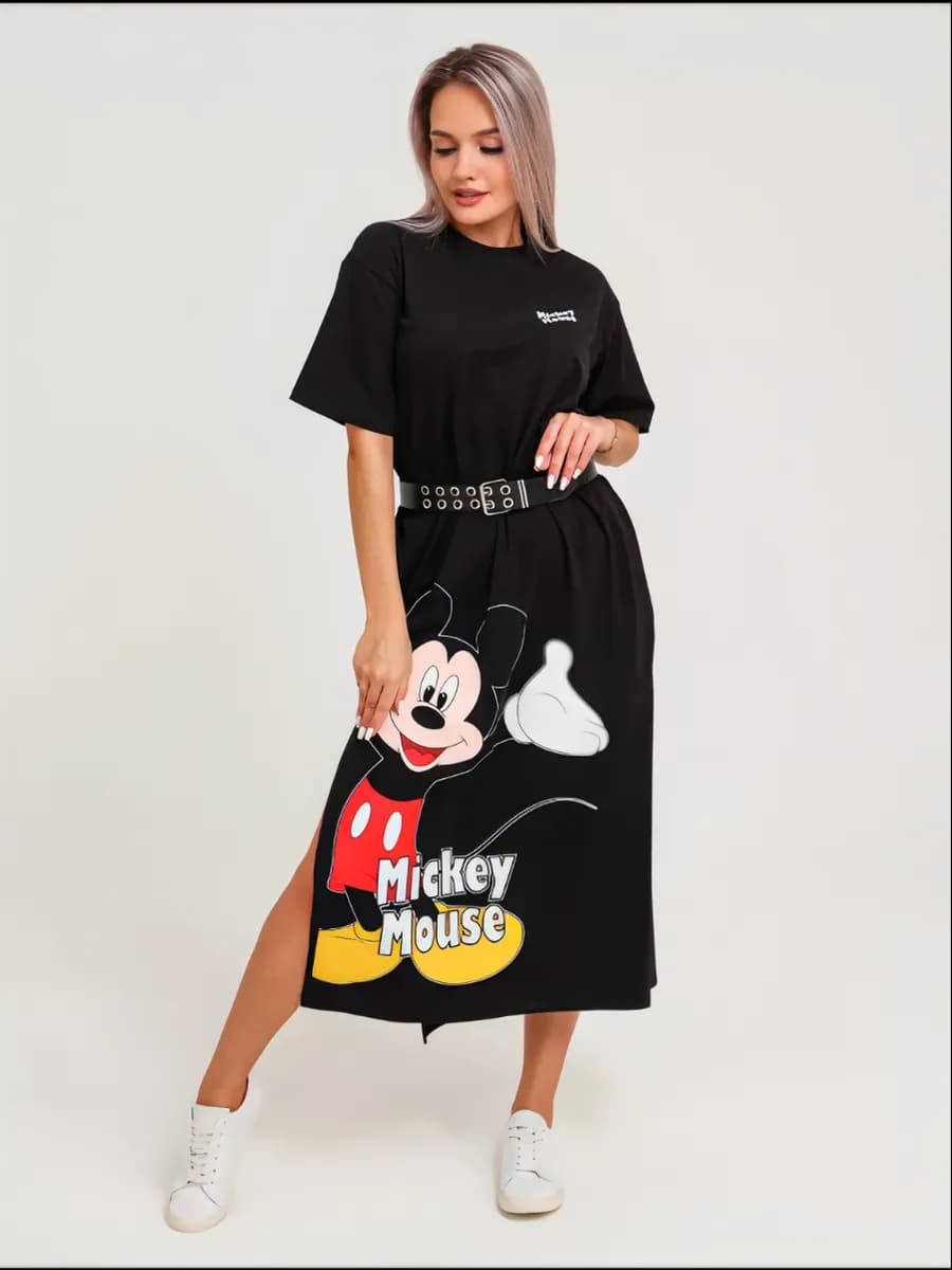 Платье длинное черное трикотажное