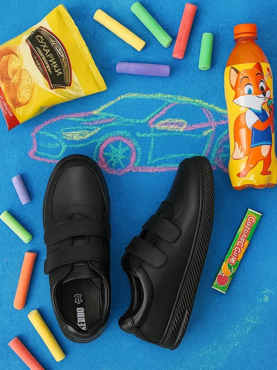 Туфли школьные для мальчика на липучке - фото 1