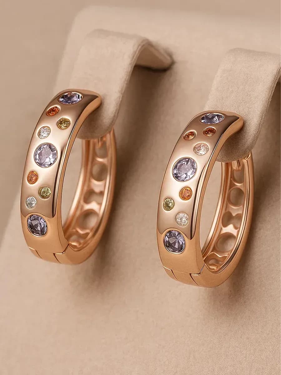 Серьги конго из медицинского сплава позолоченные бижутерия