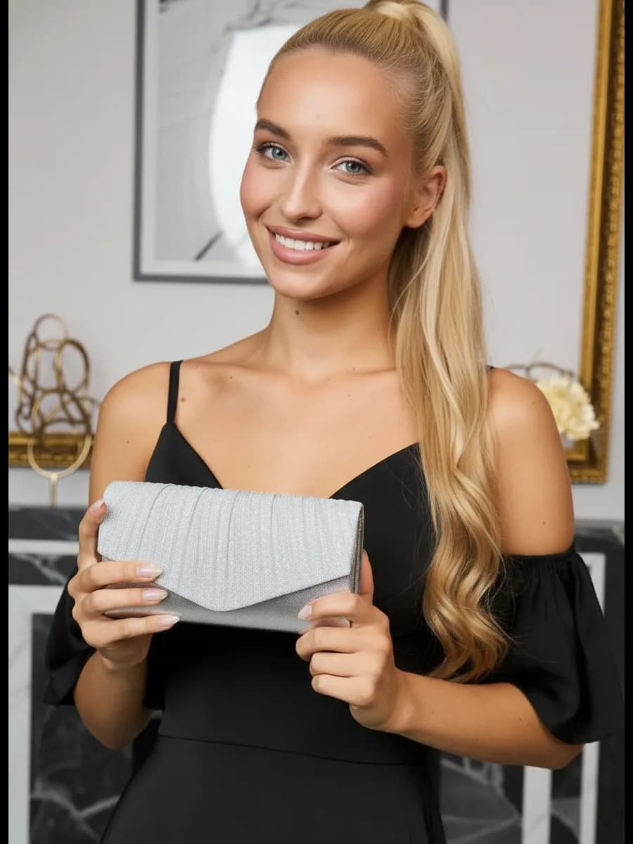 Клатч вечерний на цепочке блестящий праздничный