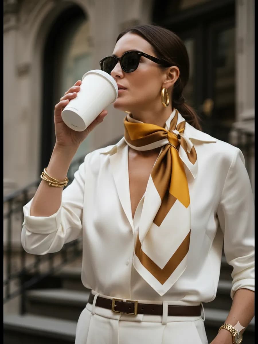 Платок шелковый на голову и шею