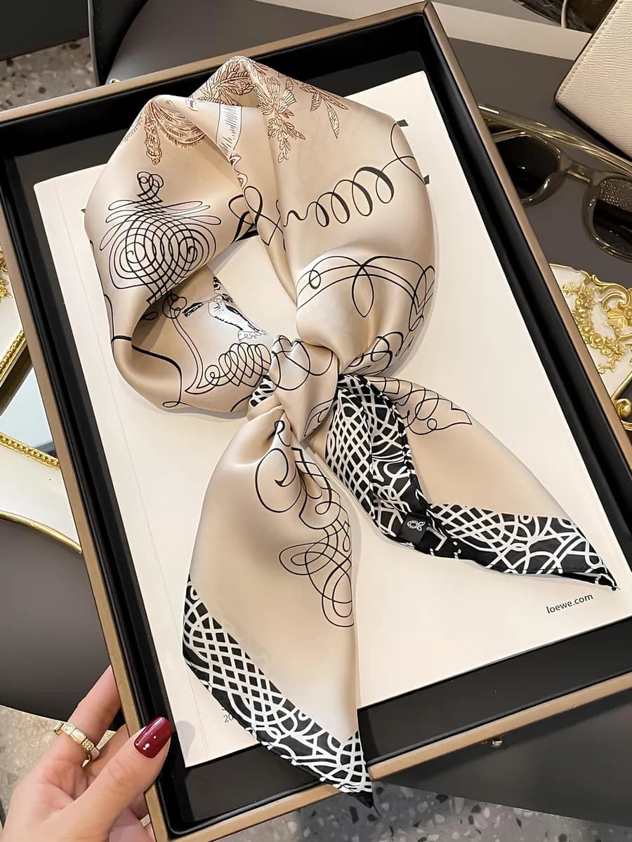 Платок шелковый на голову и шею