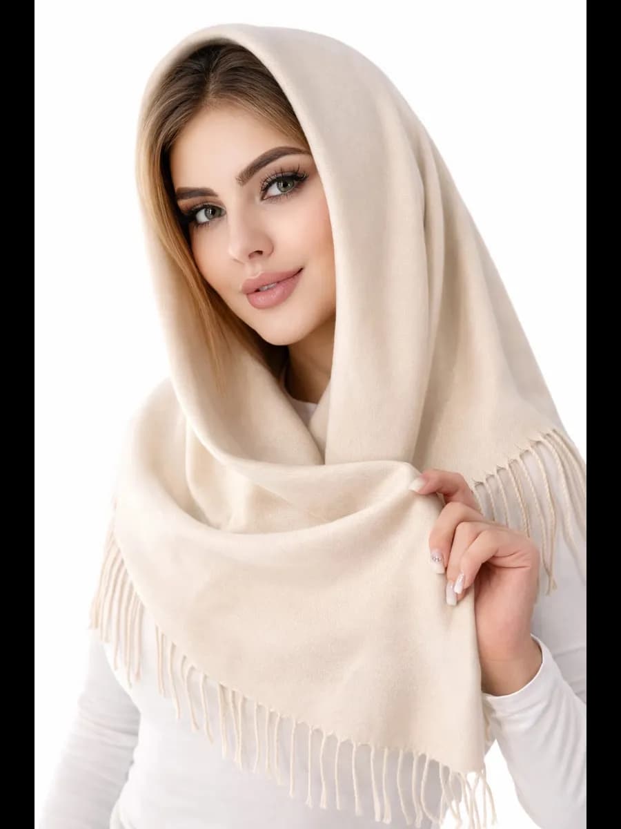 платок на голову однотонный 100 на 100 - фото 1