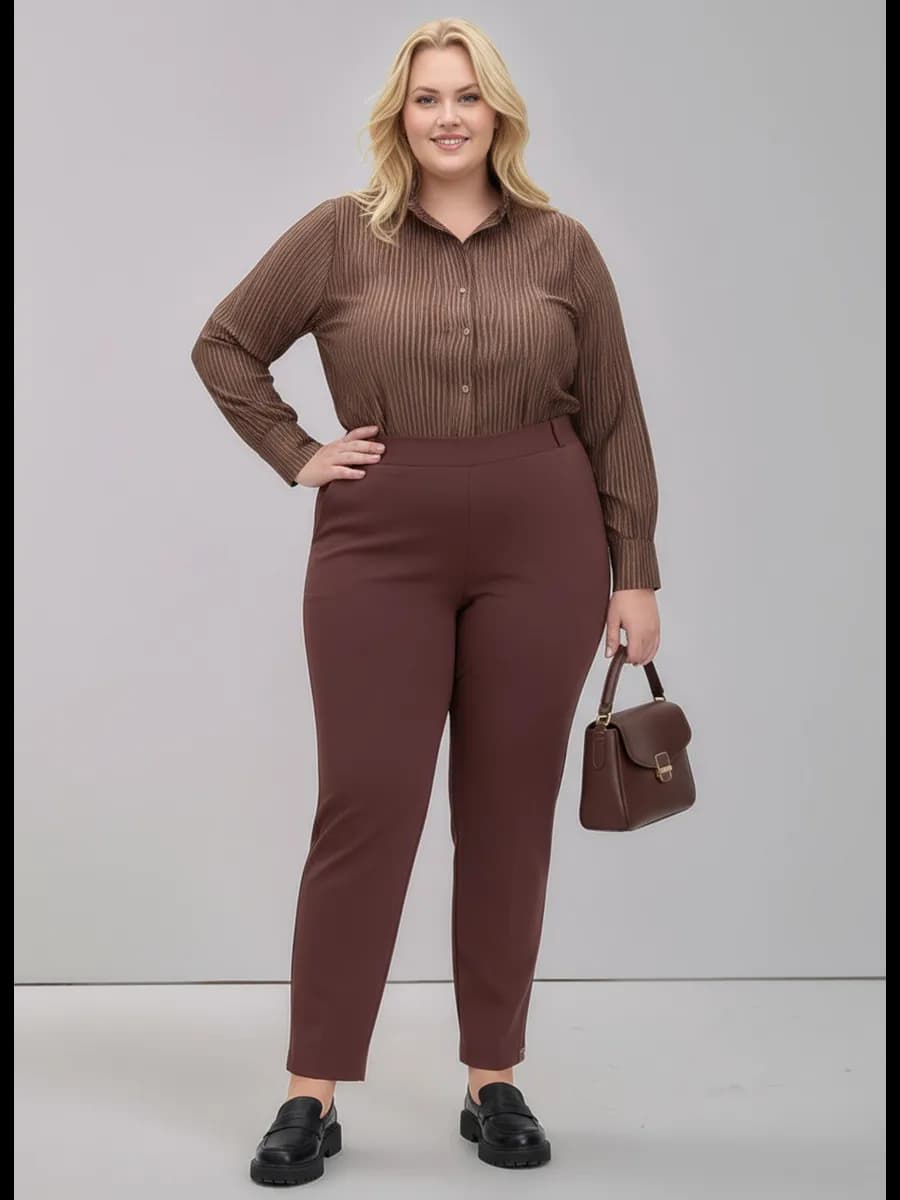 Брюки на резинке с высокой посадкой большой размер