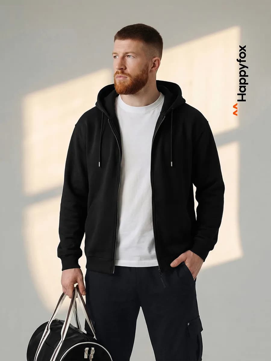 Толстовка на молнии зипка с капюшоном из футера