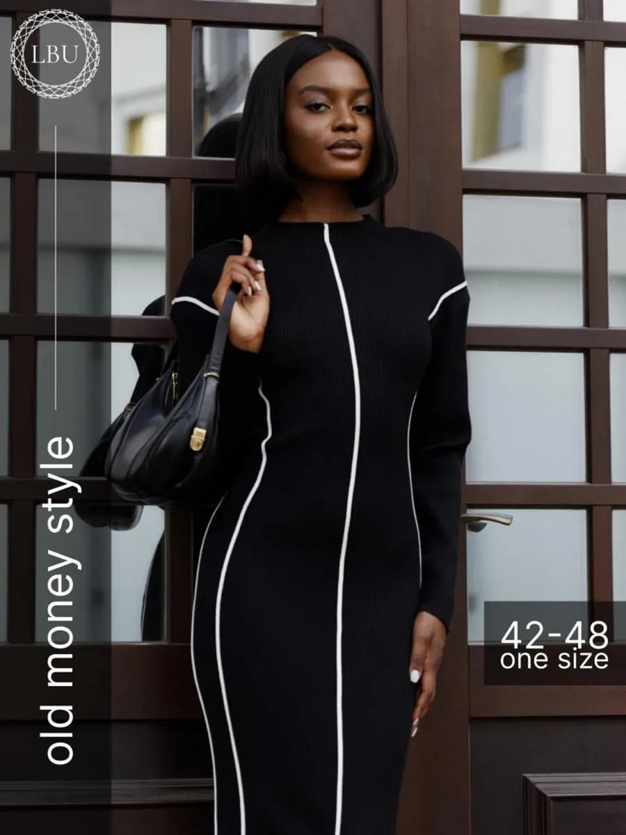 Платье лапша трикотажное в рубчик миди