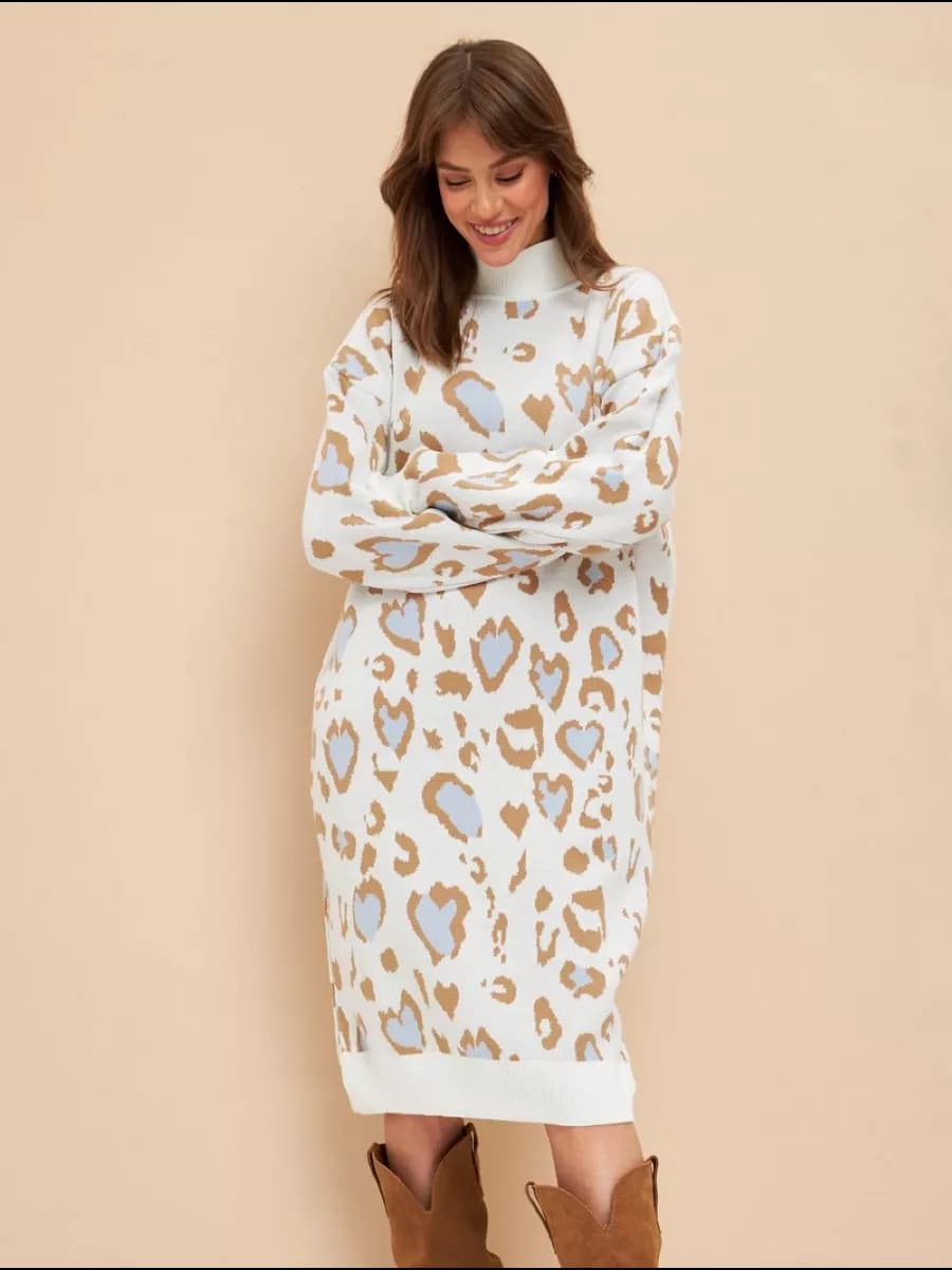 Вязаное платье свитер теплое - фото 1