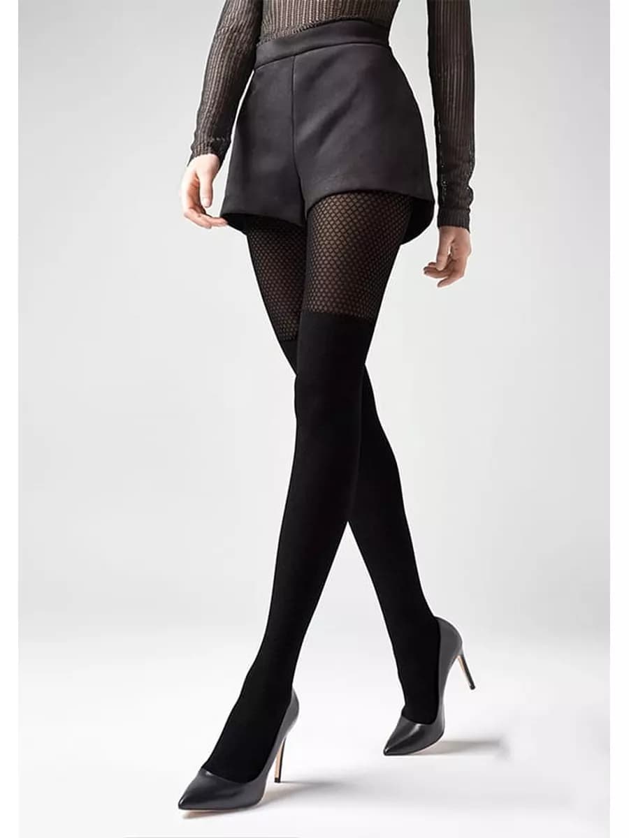 Колготки-чулки с сетчатой вставкой