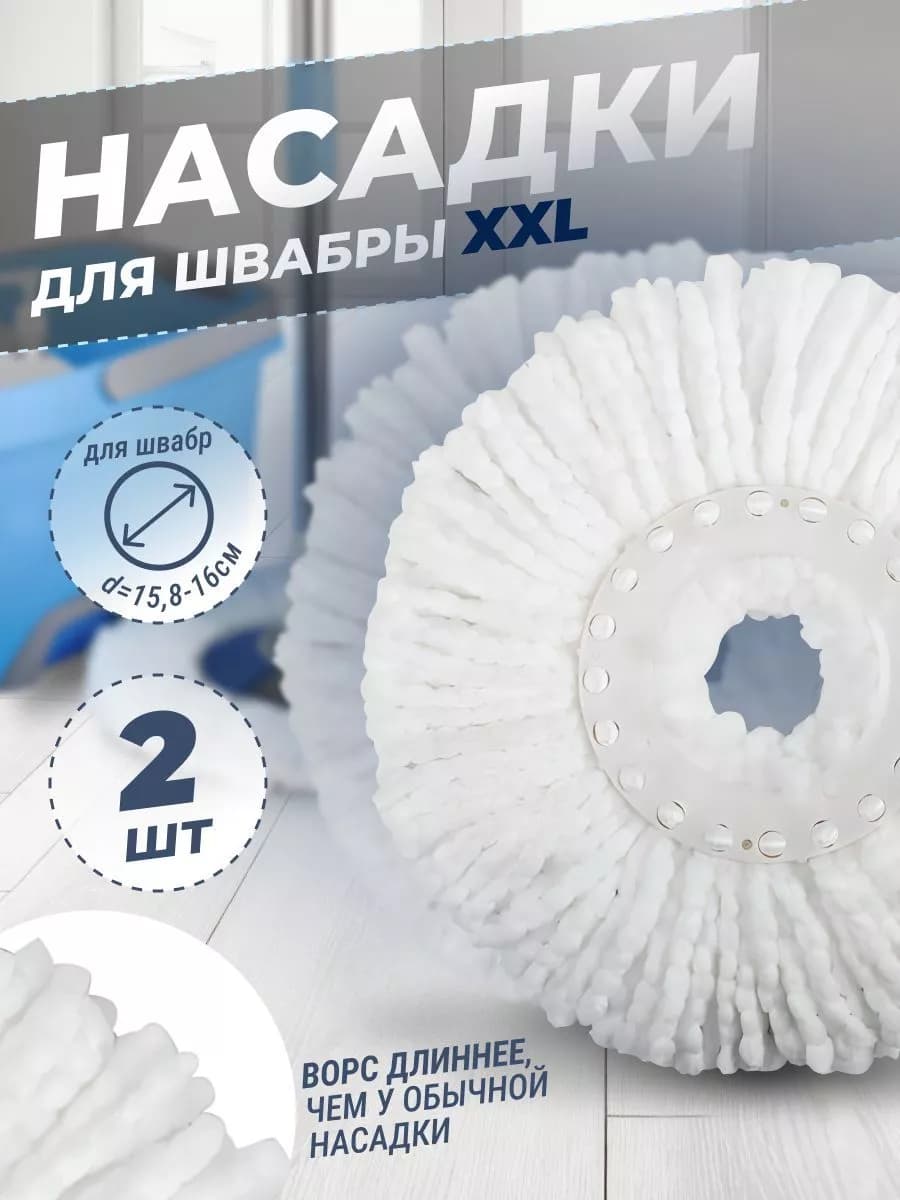 Насадка для швабры с отжимом круглая из микрофибры