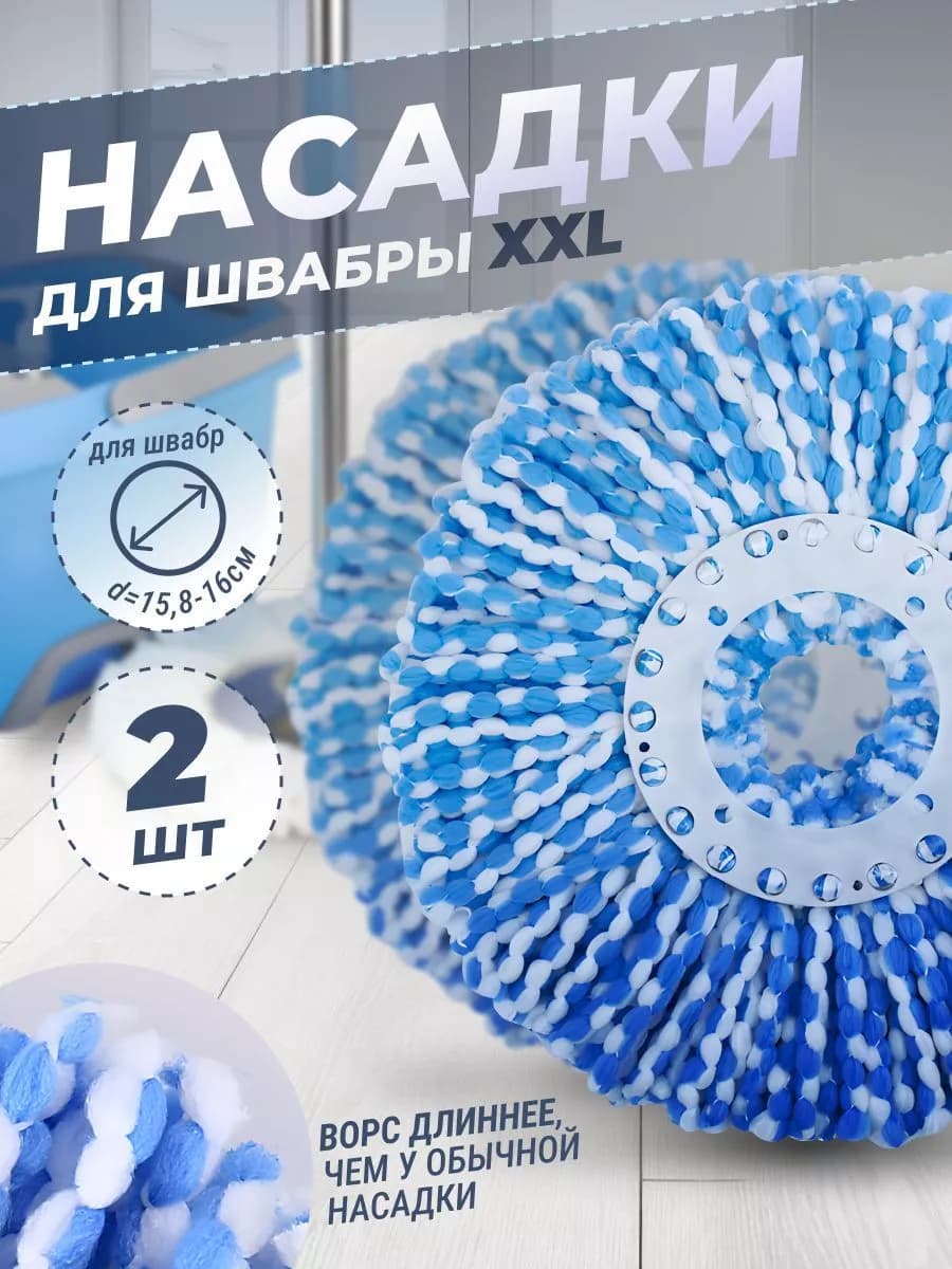 Насадка для швабры с отжимом круглая из микрофибры