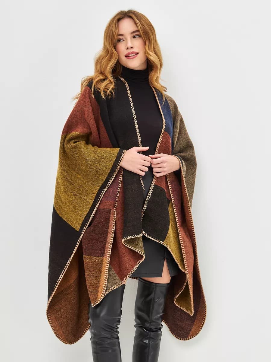 Пончо накидка двустороннее оверсайз